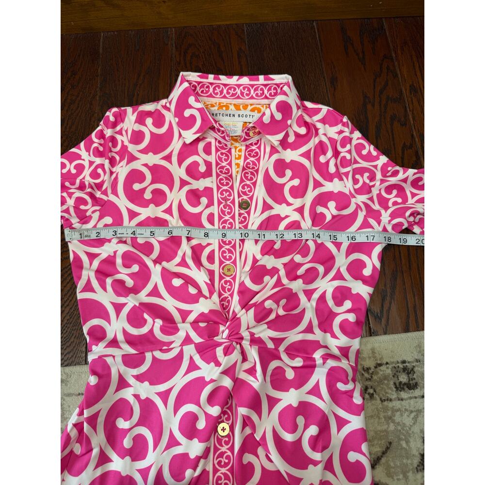 Gretchen Scott Pink White Knot Front Dress Small - Picture 11 of 13
